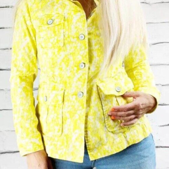 CAbi Field Jacket Daisy Spring Yellow Floral 5160 Size Small Womens Cotton - Picture 1 of 11